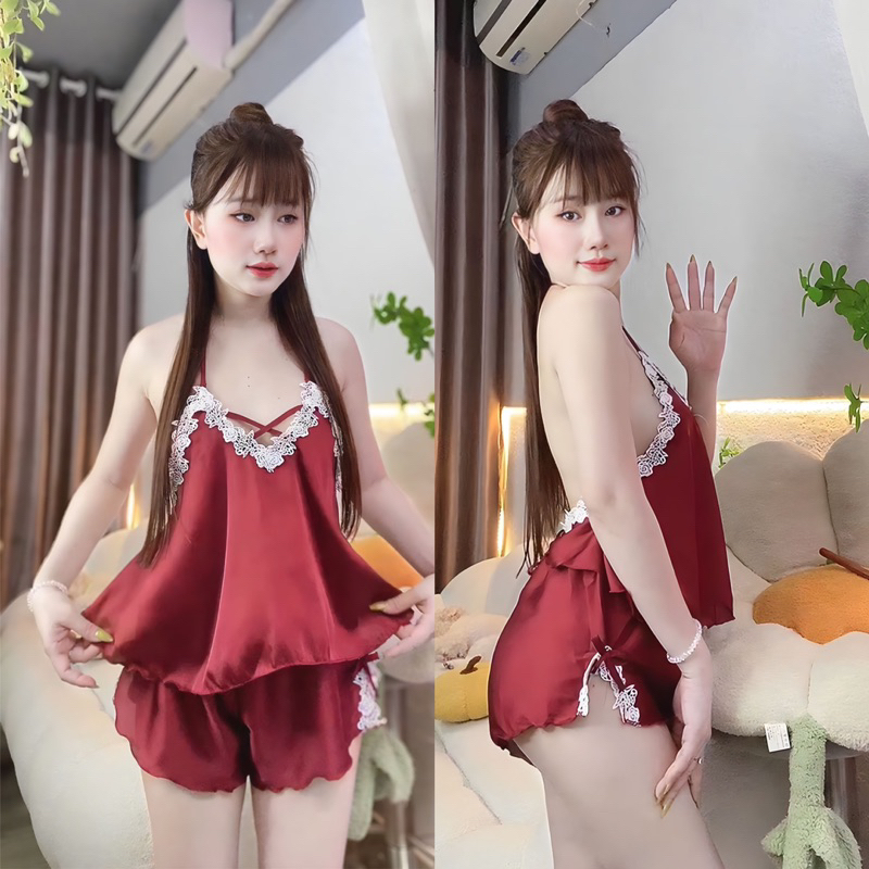 set yếm ngủ lụa mềm cột dây 38-55kg
