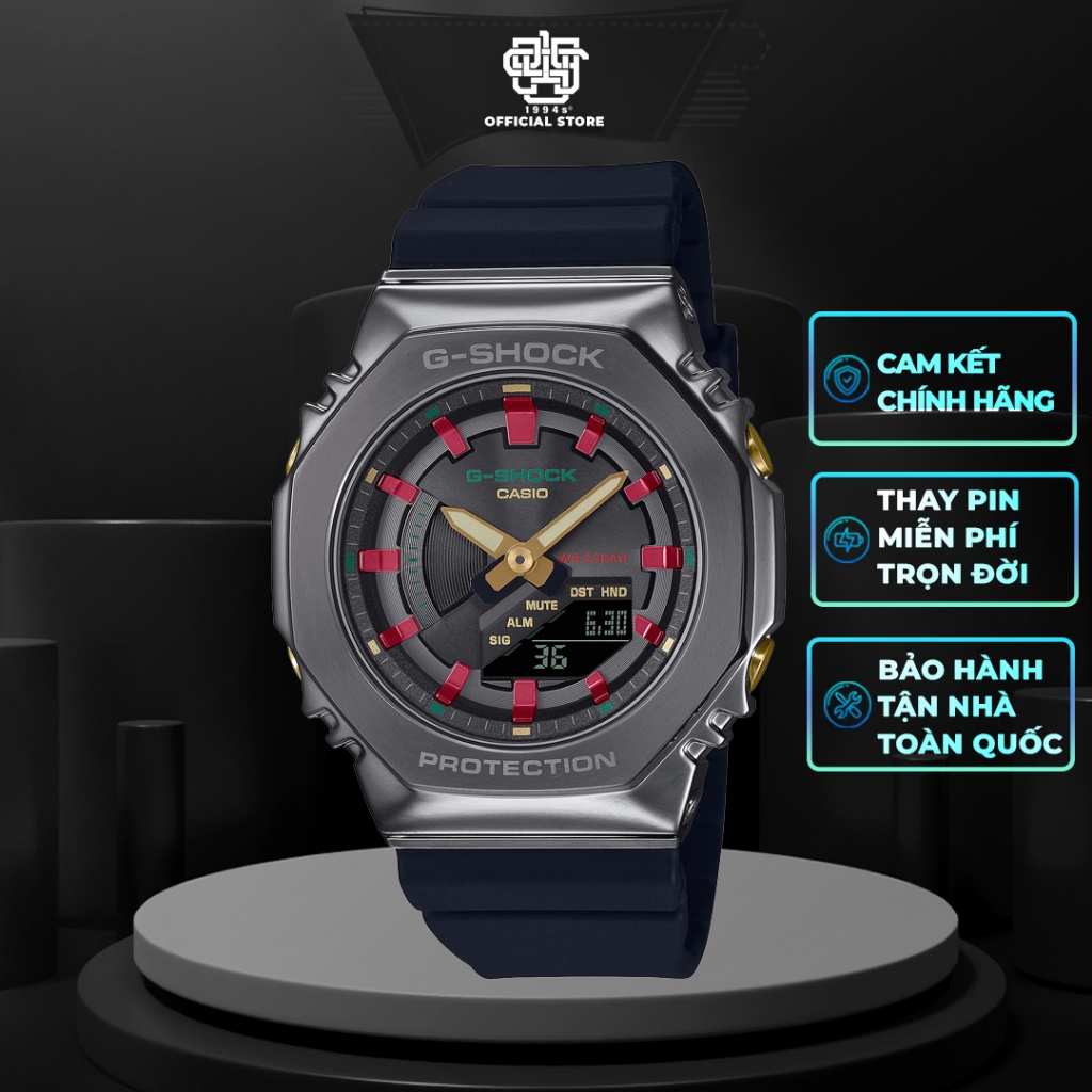 Đồng hồ unisex Casio G-Shock GM-S2100CH-1A chống va đập, vỏ thép không gỉ, chống nước 200m, hàng chính hãng