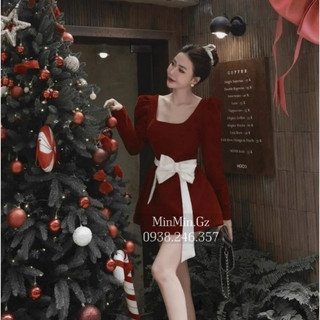 Đầm Công Chúa nhung tuyết màu đỏ cao cấp cho Đêm Noel, TẾT. Váy xòe kèm quần chống lộ màu đỏ xinh xắn mùa Giáng Sinh