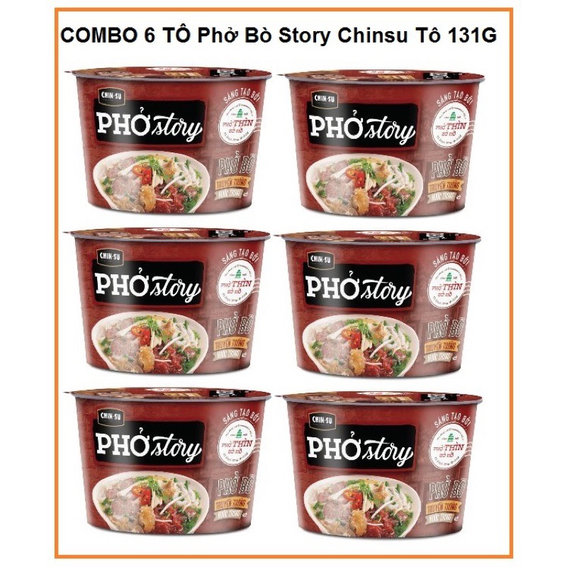COMBO 6 TÔ Phở Bò Story Có Thịt Thật Chinsu Tô 131G