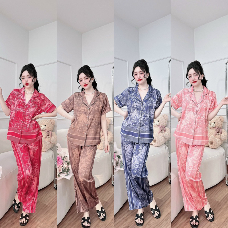 Đồ bộ lụa thiết kế in hoạ tiết siêu đẹp 1304