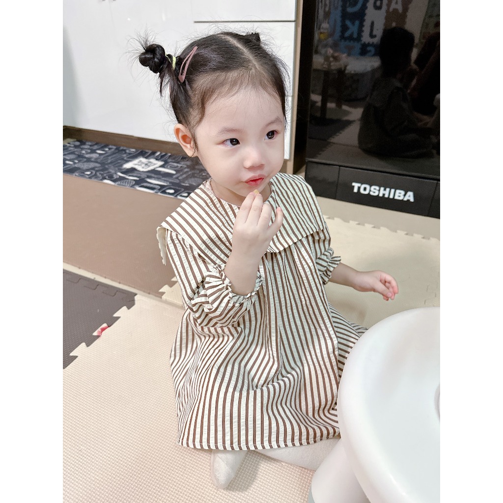 Váy bé gái thu đông dài tay mẫu thiết kế 2023, cho bé gái từ 9 tháng đến 6 tuổi thương hiệu Hapykids V23.10