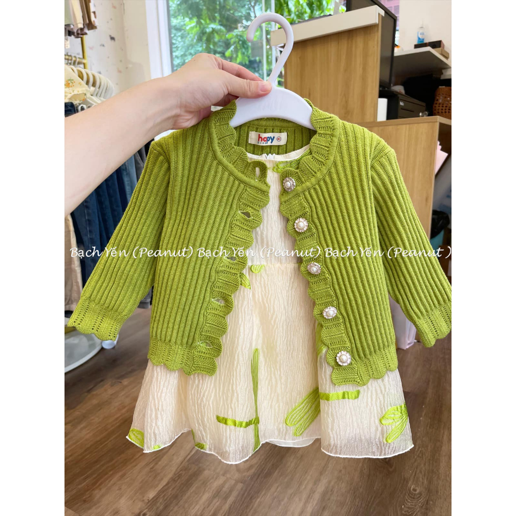 Áo len carigan cho bé gái thu đông 2024,  cho bé gái từ 1-6 tuổi  Hapykids