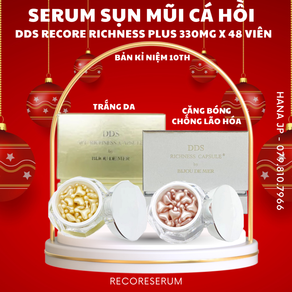 (SÃN BẢN KỈ NIỆM) Serum Sụn Mũi Cá Hồi Trắng Da DDS Recore Serum White Richness Capsule 330mg 48 Viên