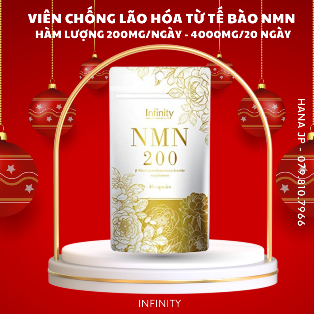 (Nội địa Nhật) Viên Uống NMN 200+ - tổng 4000mg NMN INFINITY 20 ngày - 200mg NMN/ngày