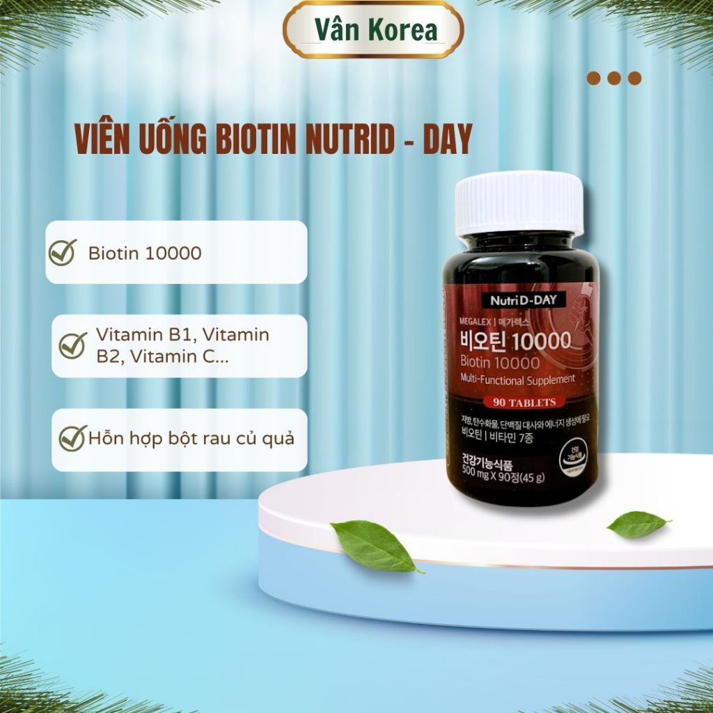 Viên uống hỗ trợ mọc tóc Biotin 10000mcg Nutriday 90Viên
