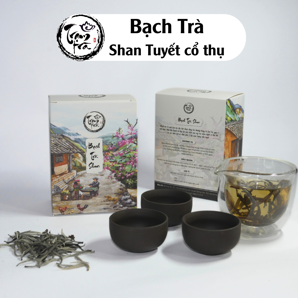 Bạch trà shan tuyết cổ thụ Hà Giang, Bạch trà cổ thụ thượng hạng Hà Giang hộp 100gr