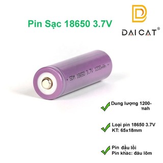 Pin sạc tích điện 3.7V, 1200mAh Cell pin INR18650 Li-Ion, pin sạc dự phòng mới