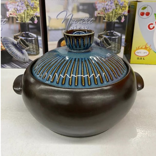Nồi đất nâu nắp sứ nấu mì cay, kho thịt cá, tokbokki, canh kim chi kiểu Hàn Quốc