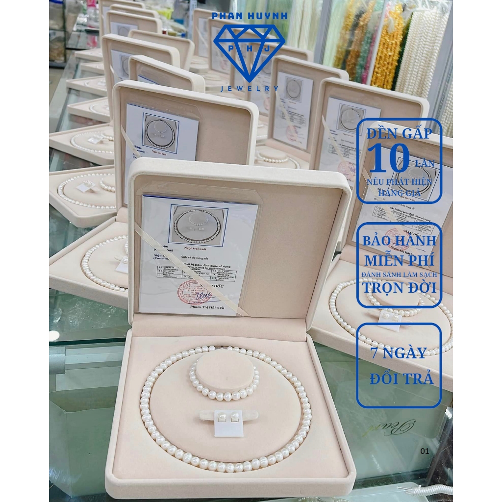 Bộ trang sức hạt trai nuôi nước ngọt chất lượng 7li, 8li PHAN HUYNH JEWELRY