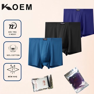 Combo 3 quần lót nam dáng trunk 100%cotton kháng khuẩn koem ko33