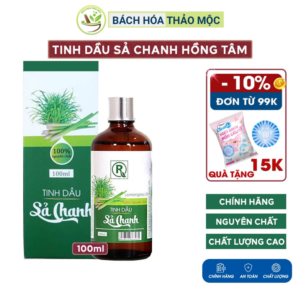 Tinh Dầu Sả Chanh Nguyên Chất 100ml Chính Hãng Hồng Tâm | Bách Hóa Thảo Mộc