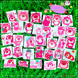 Decal dán nón bảo hiểm, dán xe, tủ kính gấu dâu LOTSO