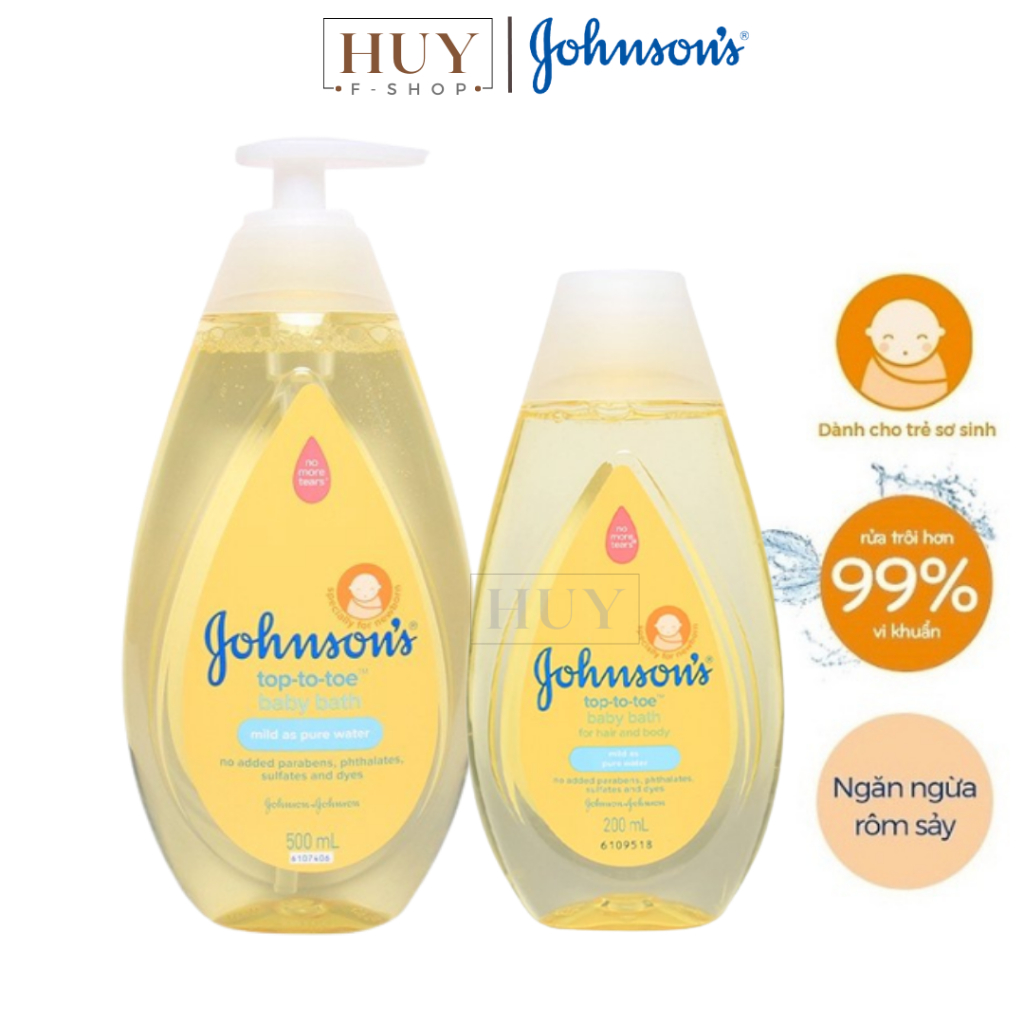 Sữa Tắm Gội Toàn Thân JOHNSON 'S t﻿op-to-toe Baby Bath Mild As Pure Water 200ml/500ml dầu tắm gội cho bé Johnsons