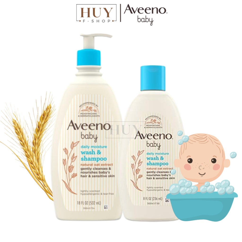 Sữa Tắm Gội Cho Bé AVEENO Baby Daily Moisture Wash & Shampoo 236ml / 532ml tắm gội trẻ em cho da nhạy cảm