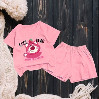 Bộ bé gái hình gấu dâu COOL BEAR cho bé gái siêu xinh cho bé 6-24kg.BGL37.
