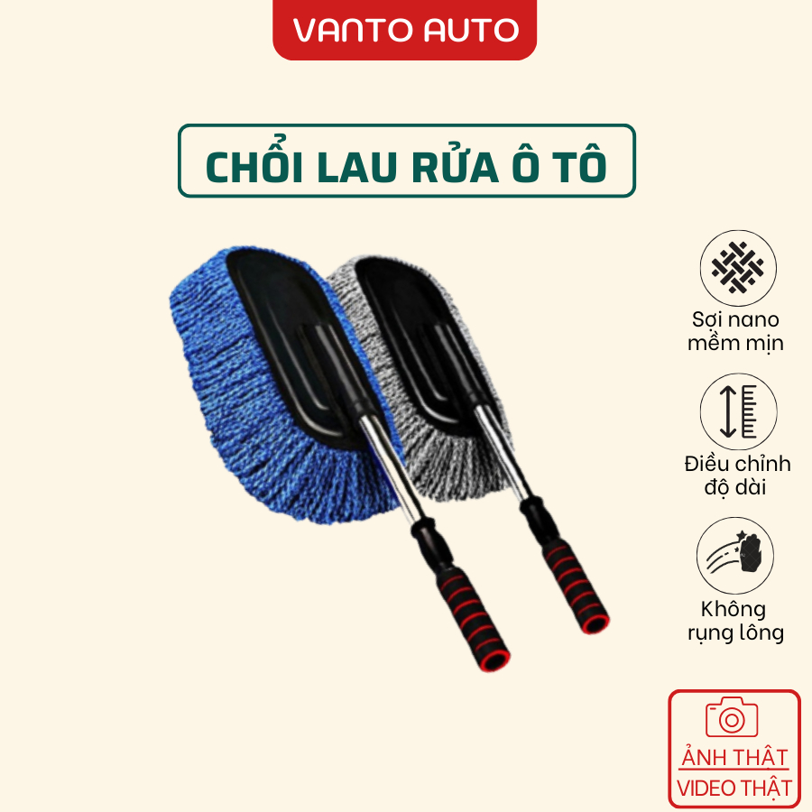 Chổi Rửa Xe Ô Tô, Chổi Lau Xe Ô Tô Chuyên Dụng, Sợi Mircofiber Siêu Mịn, Điều Chỉnh Độ Dài