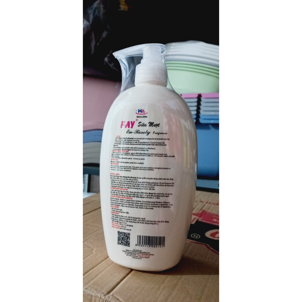 Sữa tắm chó mèo Fay siêu mượt En-Rosely 800ml