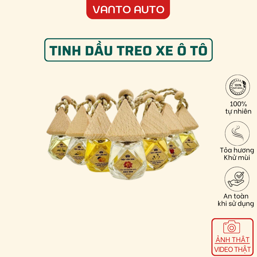 Tinh Dầu Treo Xe Ô Tô 100% Tự Nhiên Khử Mùi Chống Say Xe Trên Ô Tô - Tinh Dầu Khử Mùi