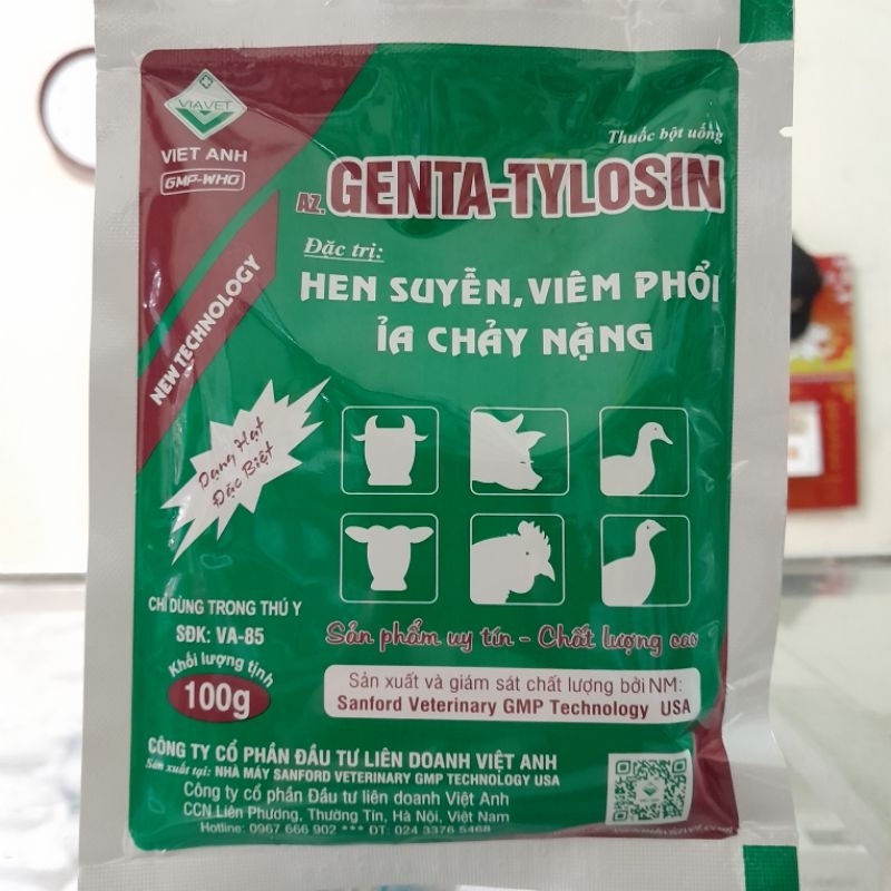 GENTA - TYLOSIN 100g hô hấp, tiêu hóa vật nuôi...