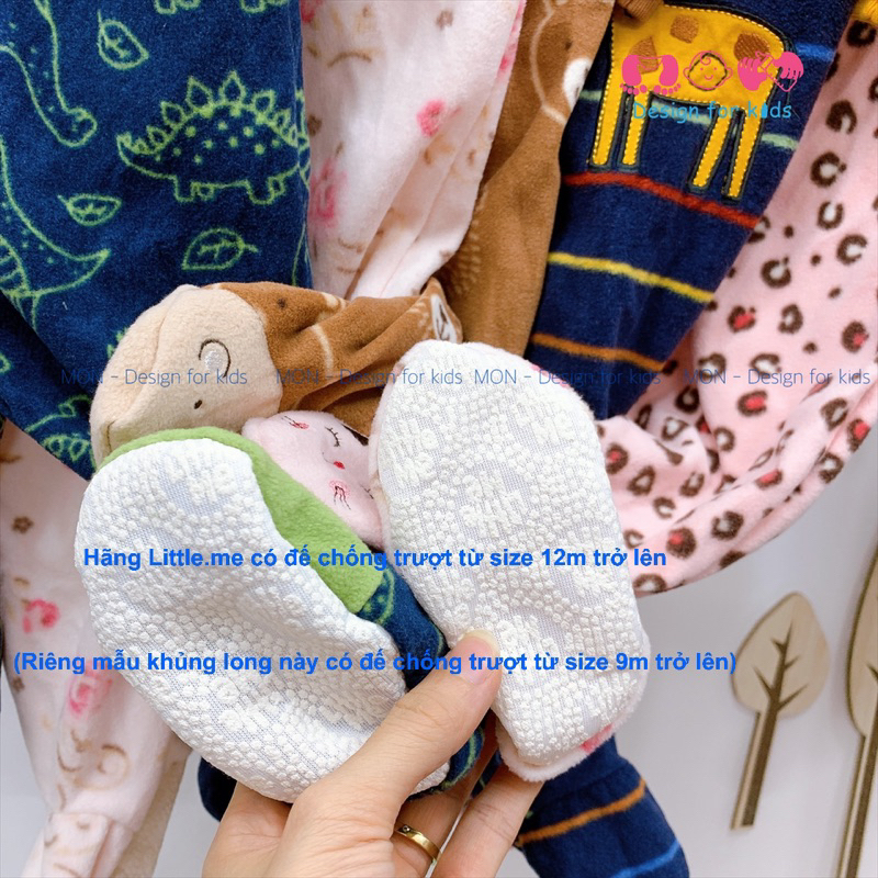 Sleepsuit nỉ LITTLE.ME và Dis.ney.CA hàng xuất dư, bộ body dài tay liền tất cho bé