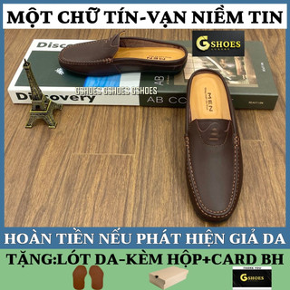 Giày sục nam da thật 100% mềm mại đế cao su khâu chỉ siêu êm chân GS104