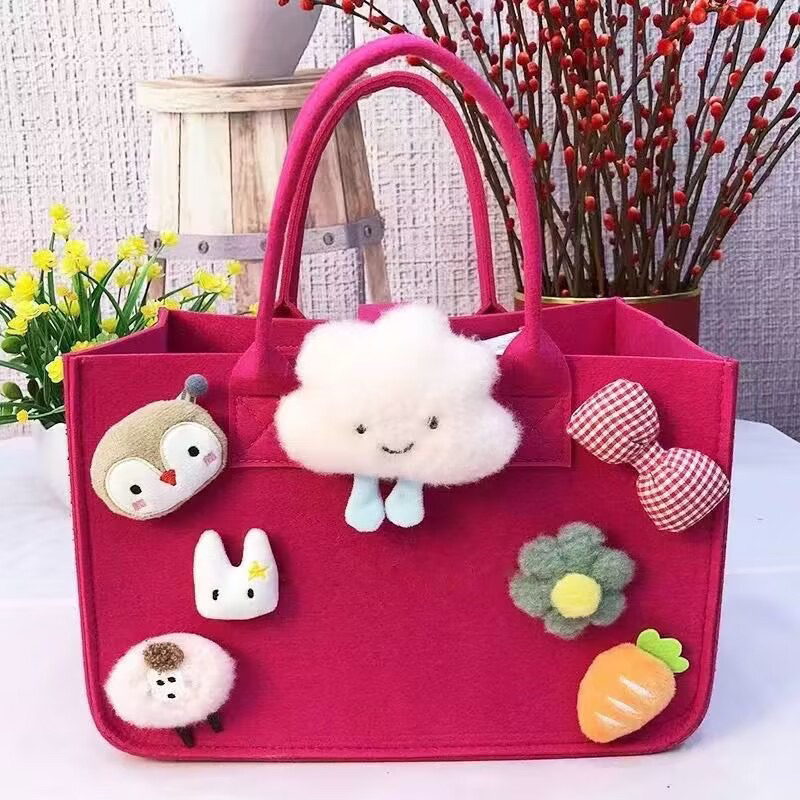 Túi xách vải nỉ đa năng họa tiết hình hoạt hình đáng yêu