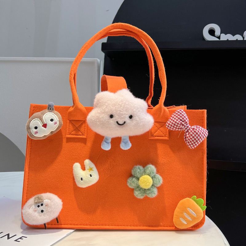 Túi xách vải nỉ đa năng họa tiết hình hoạt hình đáng yêu