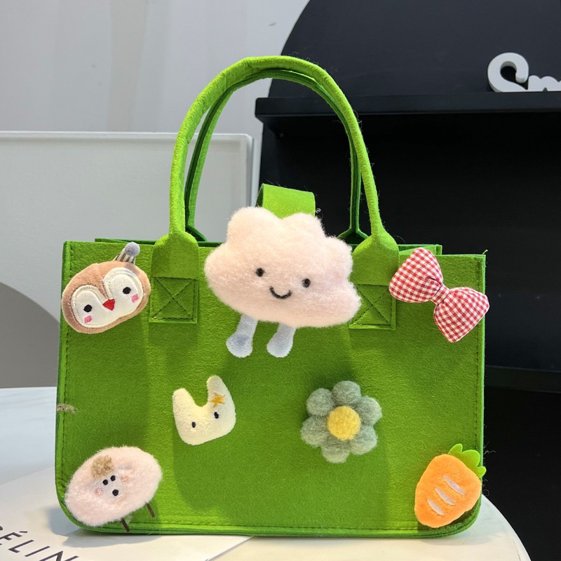 Túi xách vải nỉ đa năng họa tiết hình hoạt hình đáng yêu
