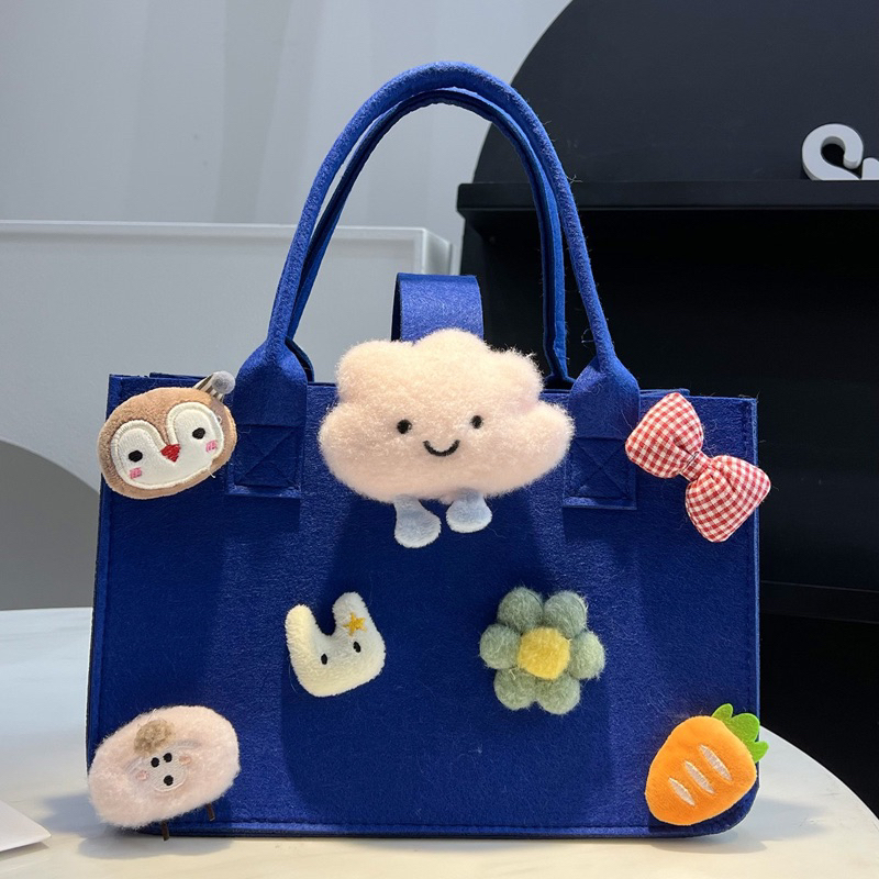 Túi xách vải nỉ đa năng họa tiết hình hoạt hình đáng yêu