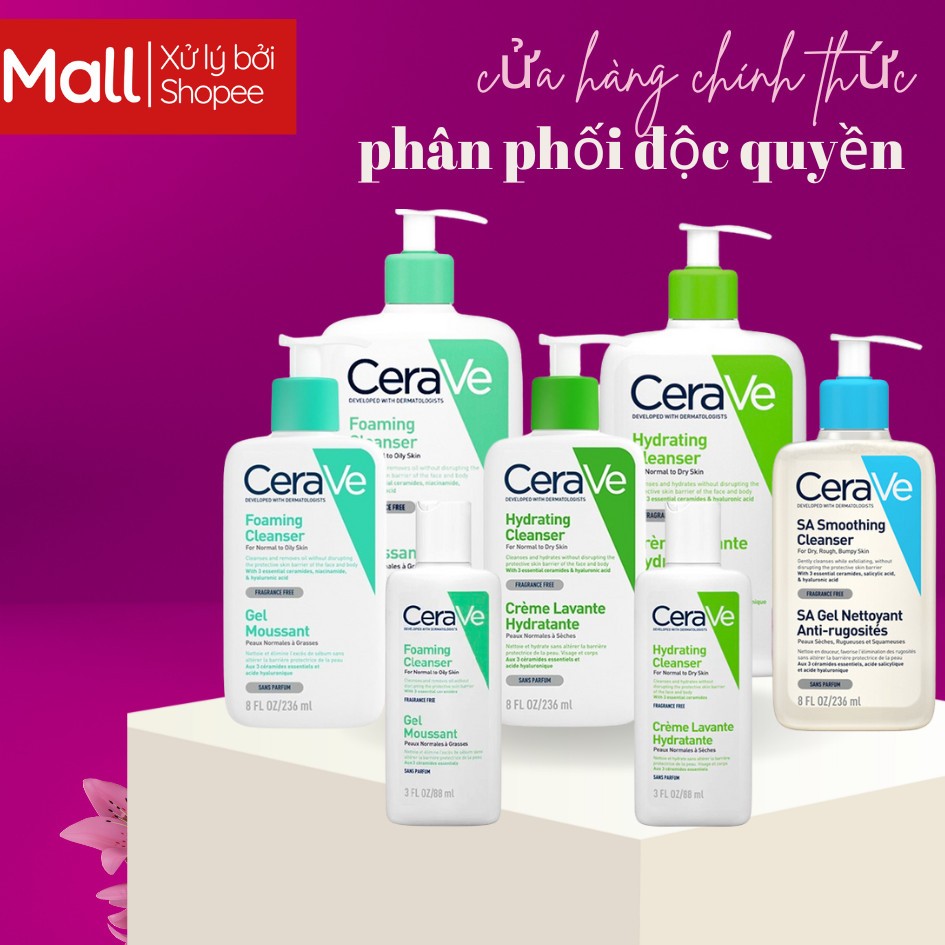 Sữa rửa mặt Cerave 473 236 88ml da dầu da khô nhạy cảm CHÍNH HÃNG - Muse House