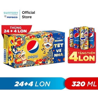 Thùng 28 lon nước ngọt có ga Pepsi 320ml