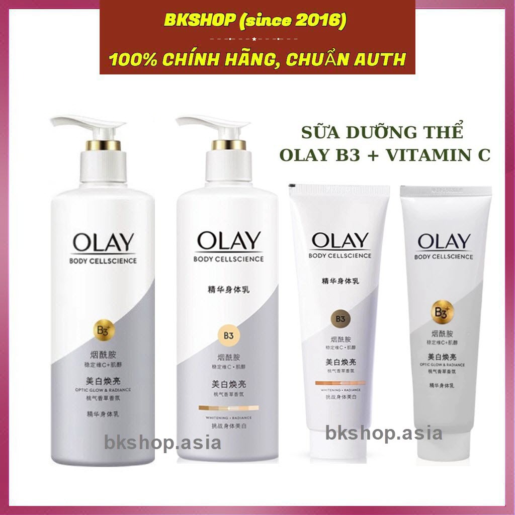 Sữa Dưỡng thể OLAY B3+ Vitamin C Optic Glow & Radiance siêu trắng da 65ml,85ml,250ml
