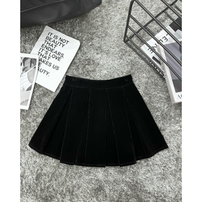 CHÂN VÁY NHUNG XẾP LY