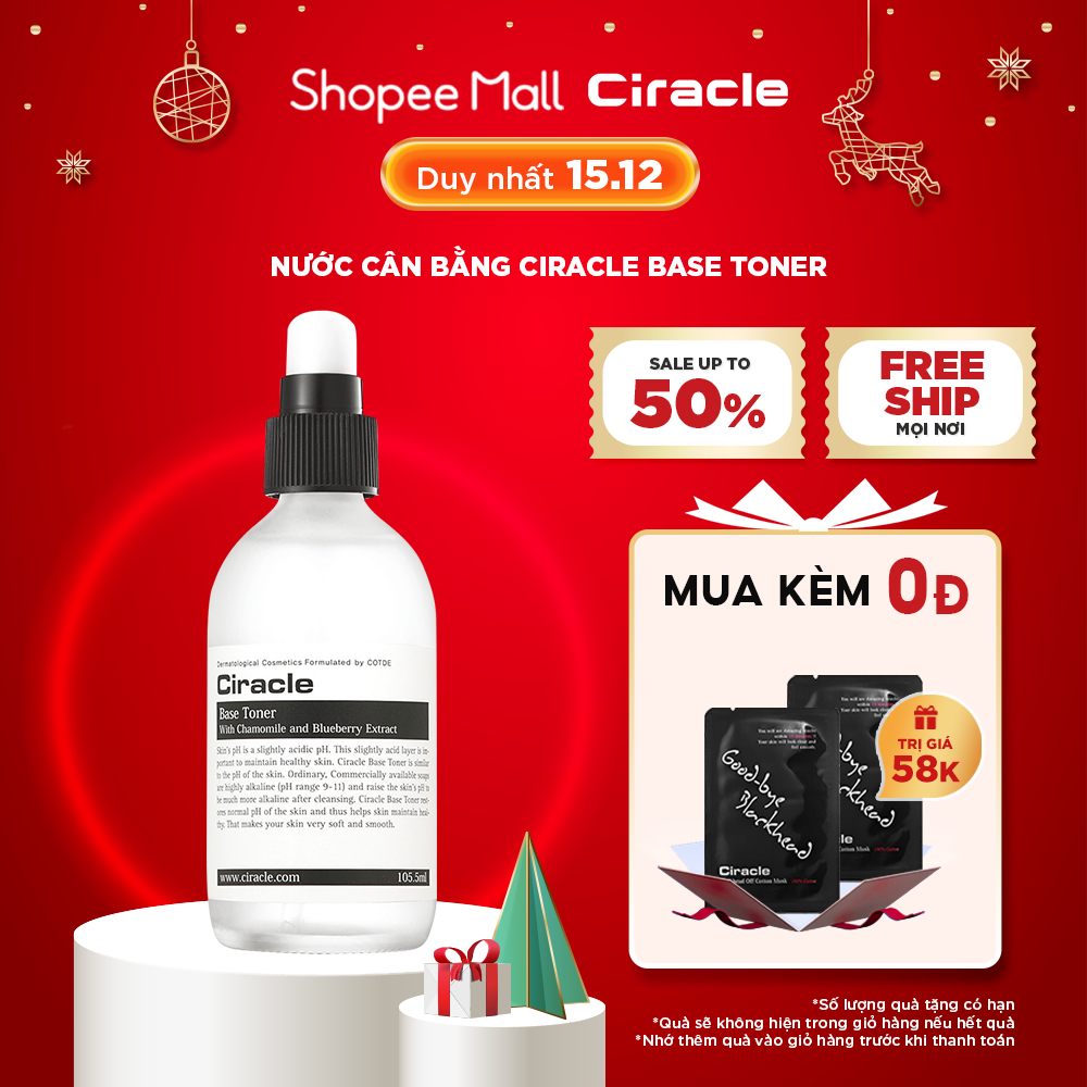 Nước Cân Bằng Ciracle Base Toner (105ml) Giúp Cân Bằng Độ pH Và Dưỡng Ẩm Cho Da Căng Mịn