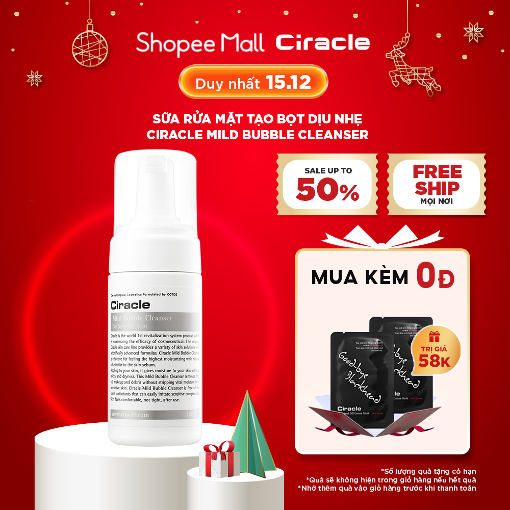 Sữa Rửa Mặt Tạo Bọt Dịu Nhẹ Ciracle Mild Bubble Cleanser (100ml)