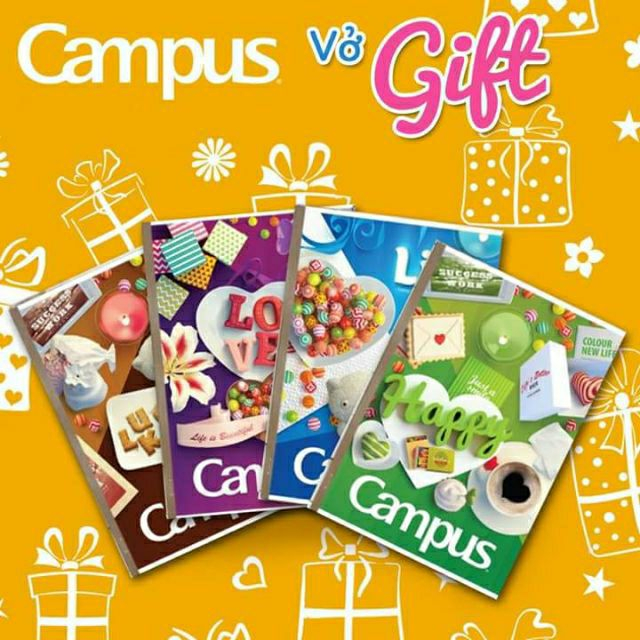 Vở kẻ ngang 200 trang gift, Vở kẻ ngang Campus chính hãng giá rẻ