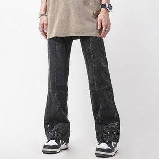 Quần dài jeans ống loe cạp gấu K5021 nam nữ màu Đen