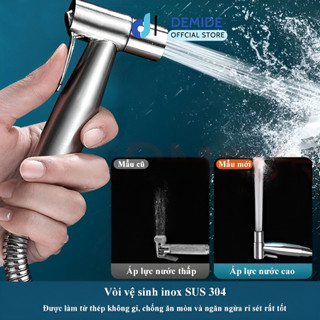 Vòi xịt vệ sinh inox 304 cao cấp demideofficial vx-25 và dây xịt inox 304 và cài vòi xịt