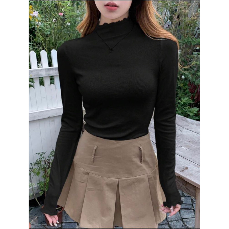 Áo thun cổ, tay viền bèo