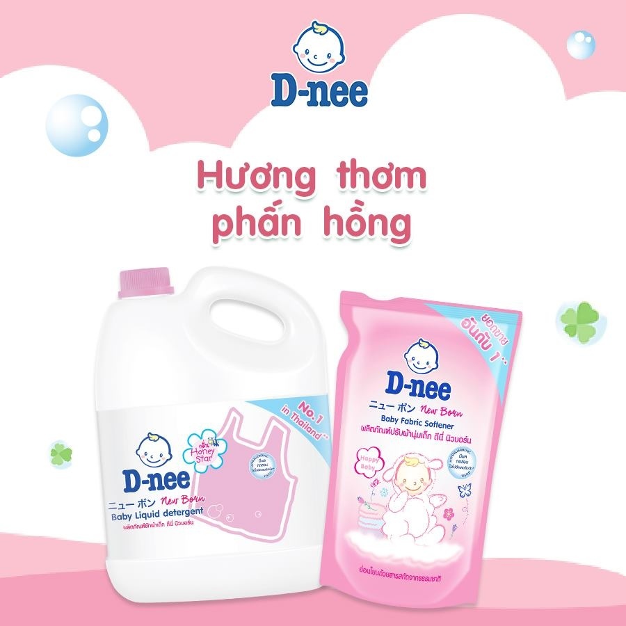 Nước giặt xả quần áo trẻ em Dnee 3000ml hàng chính hãng có tem Đại Thịnh, màu xanh dương/tím/hồng/trắng/xanh lá