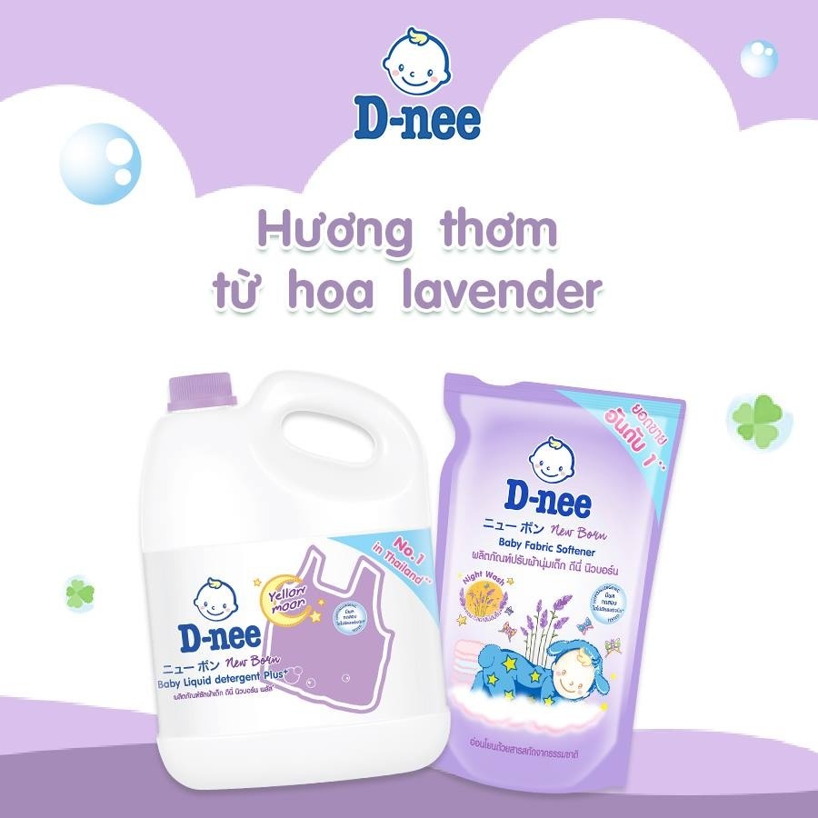 Nước giặt xả quần áo trẻ em Dnee 3000ml hàng chính hãng có tem Đại Thịnh, màu xanh dương/tím/hồng/trắng/xanh lá