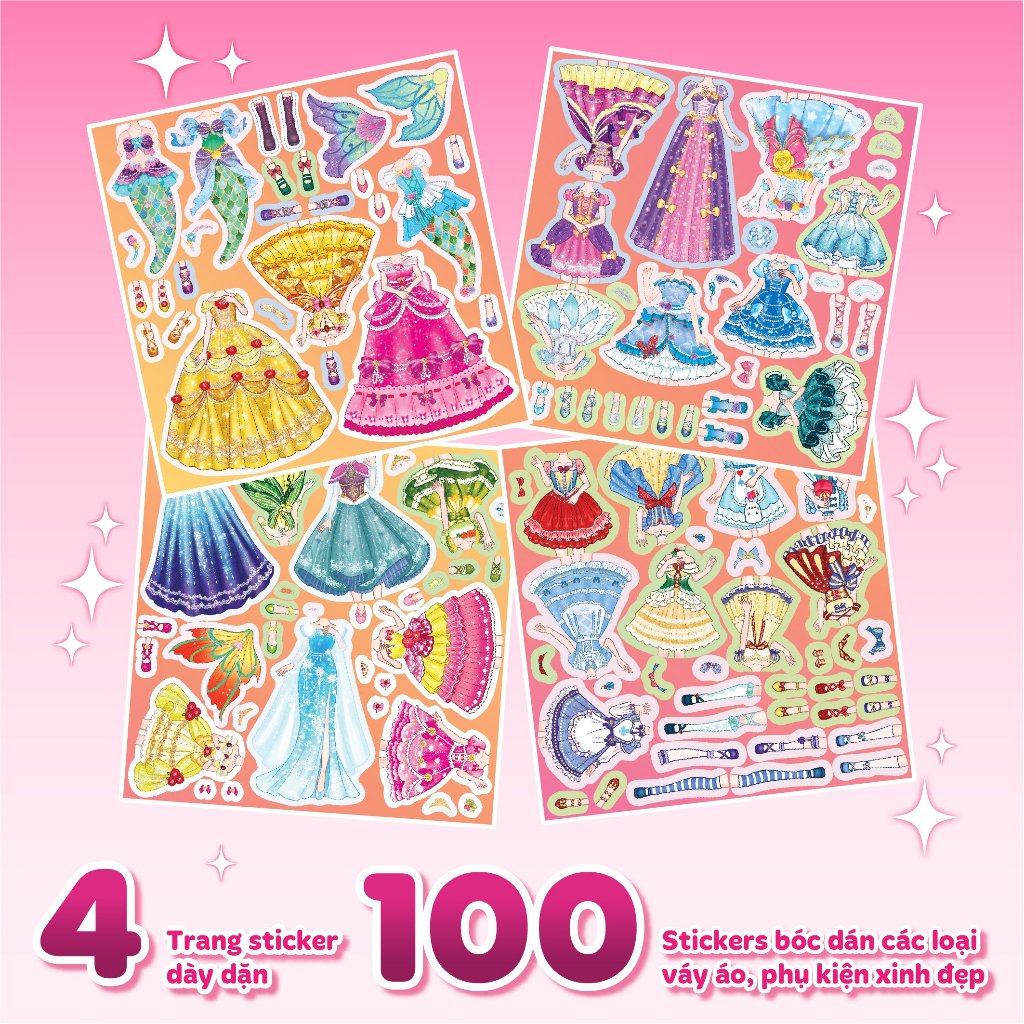 Combo 3 cuốn Sách thời trang công chúa (12 trang stickers)