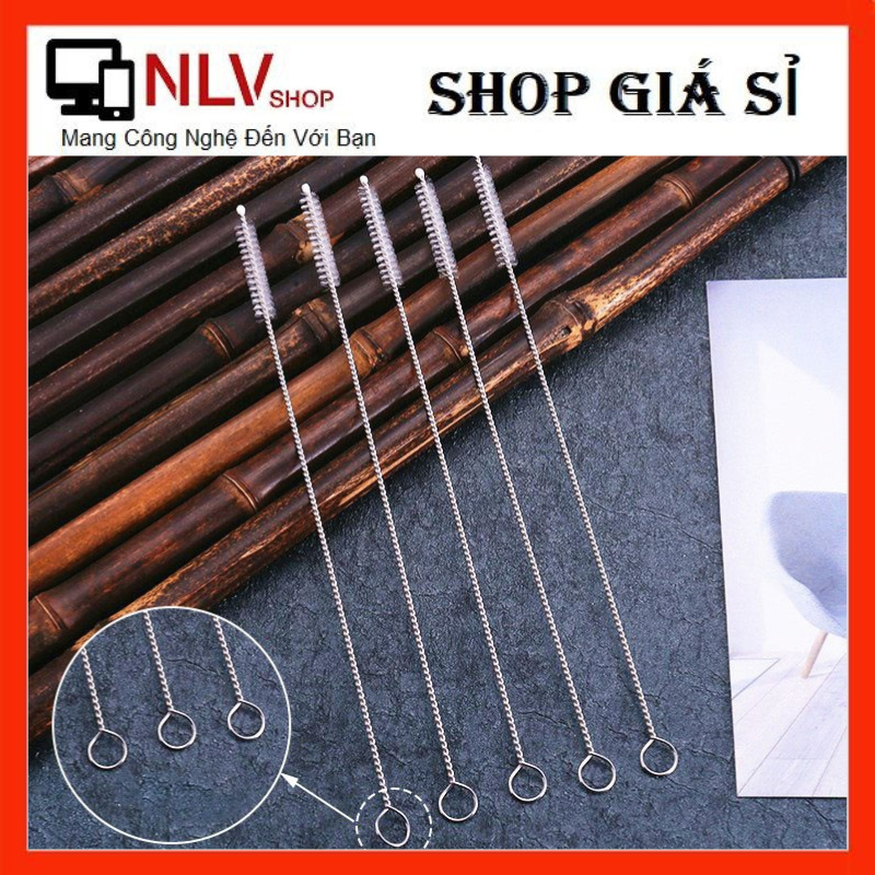 Que cọ rửa vệ sinh ống hút 17.5 cm bằng thép, không gỉ có thể uốn cong. vệ sinh ống hút tiện dụng và tiện lợi