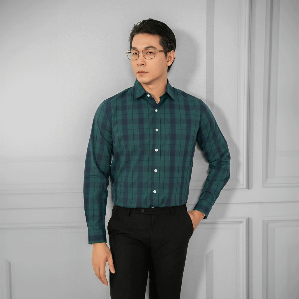 Áo Sơ Mi Dài Tay Caro Cao Cấp, Vải Cotton Mền Mịn, Form Chuẩn, Thoáng Mát, Trẻ Trung