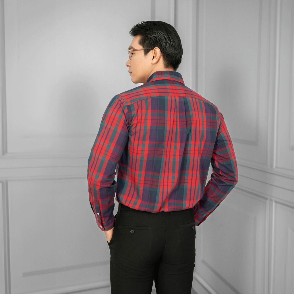 Áo Sơ Mi Dài Tay Caro Cao Cấp, Vải Cotton Mền Mịn, Form Chuẩn, Thoáng Mát, Trẻ Trung
