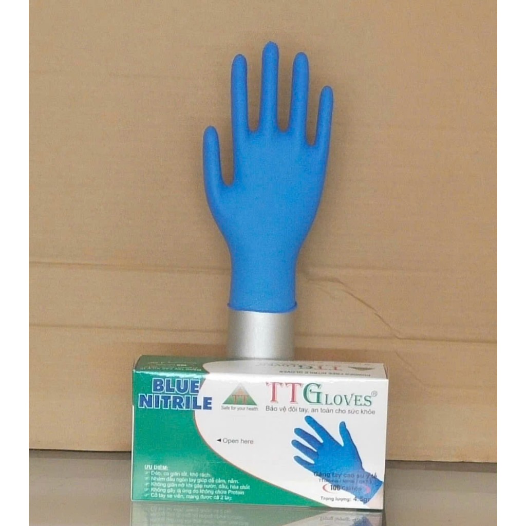 100 CHIẾC GĂNG NITRILE XANH ĐẬM CAO CẤP_ĐỊNH LƯỢNG 4.5gr CÓ CHỨNG NHẬN DÙNG TRONG THỰC PHẨM