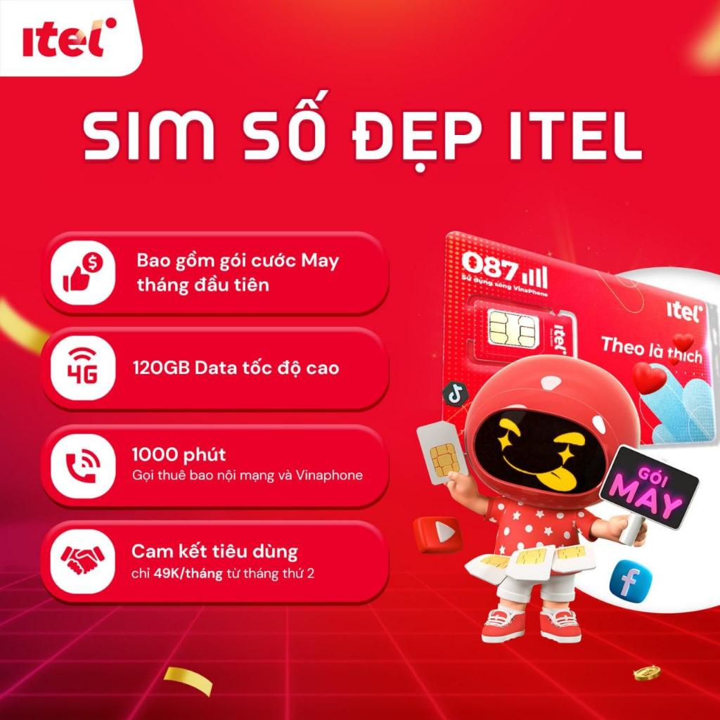 SIM iTel chọn Số sảnh đuôi 789, - Cam kết 36 tháng sử dụng