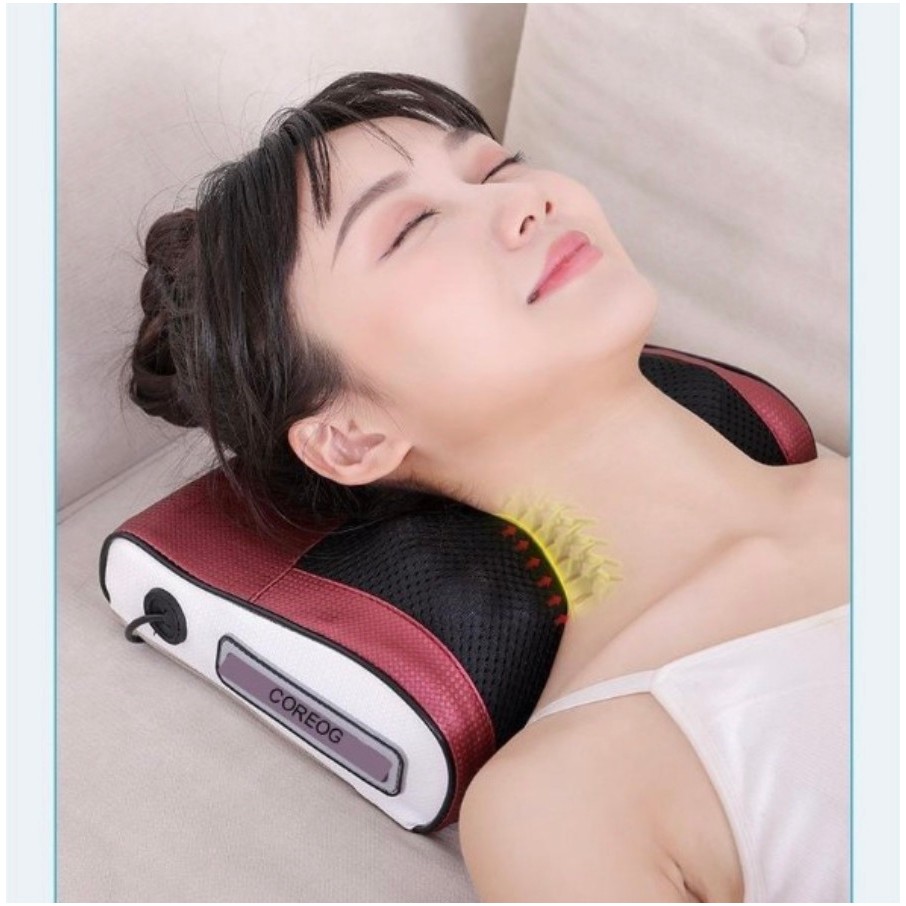 Gối Massage Cổ Vai Gáy, lưng Hồng Ngoại 20 Bi Cao Cấp -Chính Hãng NBR