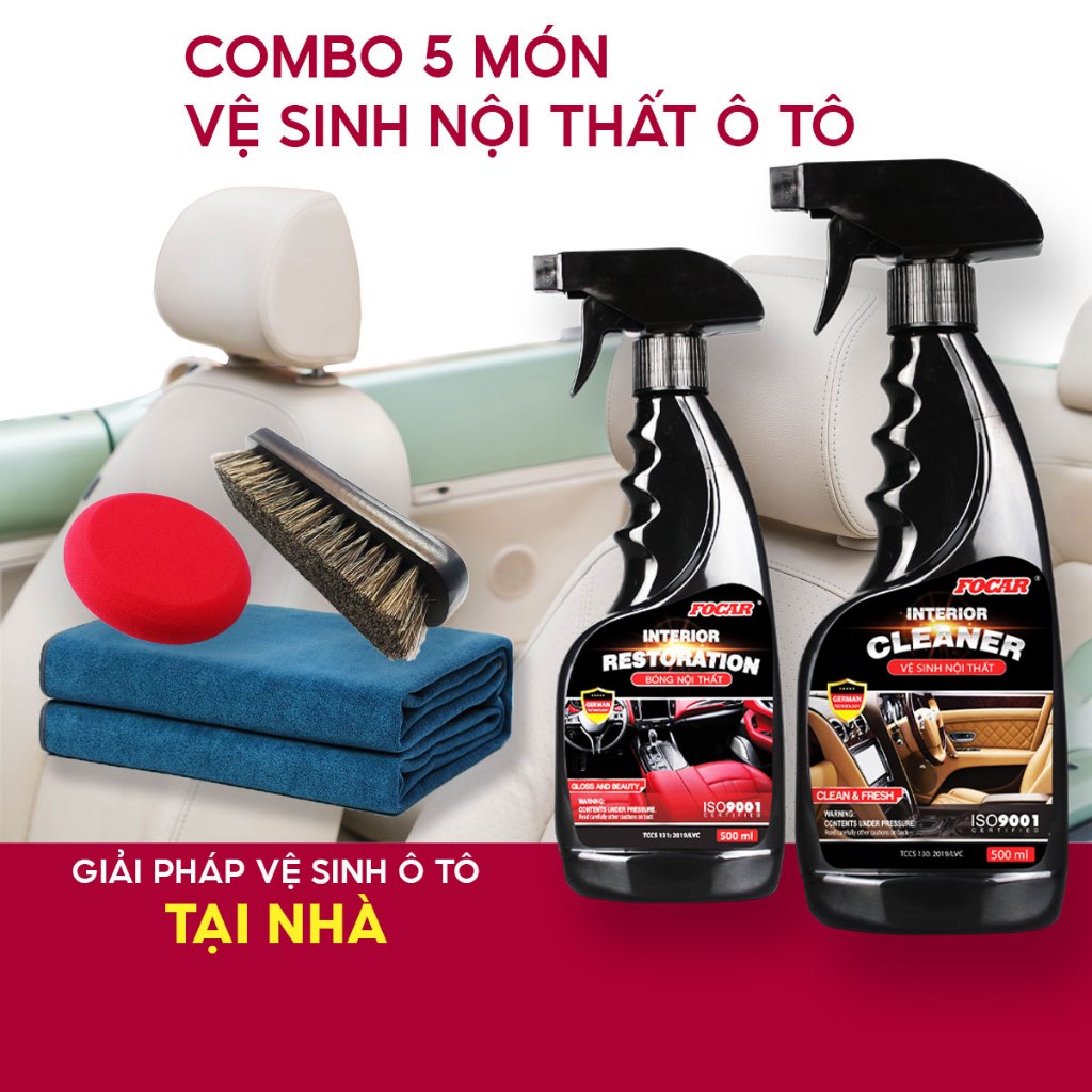 Combo 5 món Vệ sinh nội thất ô tô tại nhà AutoX làm sạch và đánh bóng nội thất chuyên sâu an toàn với mọi bề mặt da ghế